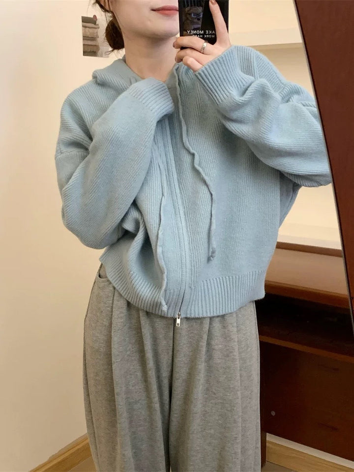 QUESTA™ - Casual Zip Up Long Sleeve Hooded Cardigan